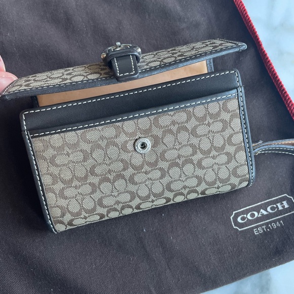 Coach Hamptons Mini Wallet, Classic Brown, Leather & Signature Canvas - Picture 8 of 9